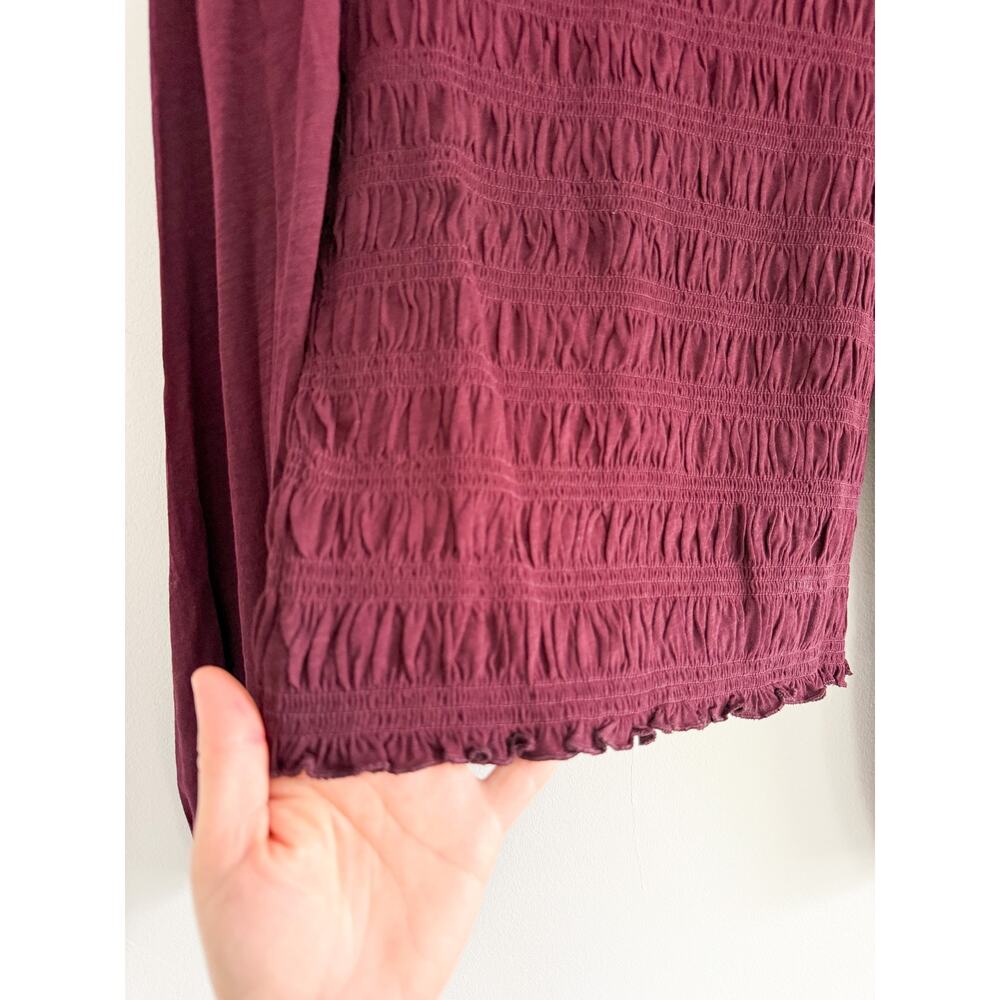 Madewell | NWT Smocked Boatneck Top Dark Pomegranate | Sz S - Picture 4 of 9